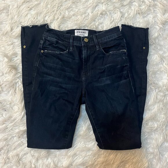 FRAME The Alix in Flaunt Skinny Jeans Dark Wash Blue 26 or 2 - Picture 1 of 9
